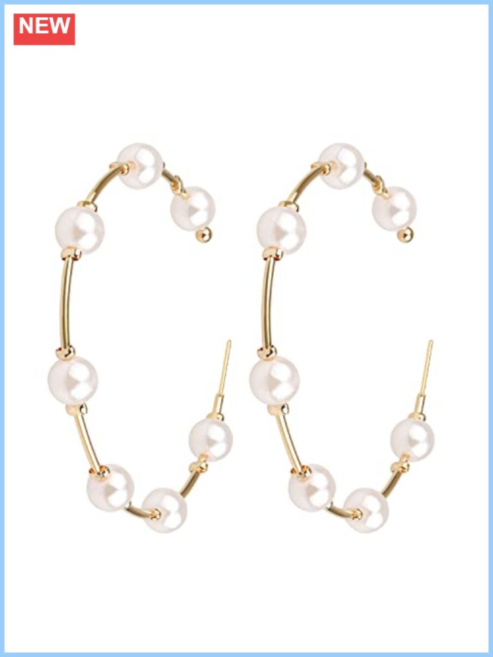 Pearl Hoop Earrings Hypoallergenic Drop Dangle Women Jewelry Gift